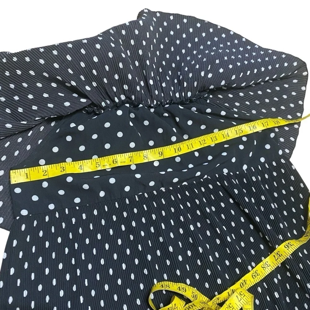 Umgee Black White Polka Dot Off The Shoulders Ruffle Mini Dress Size Medium